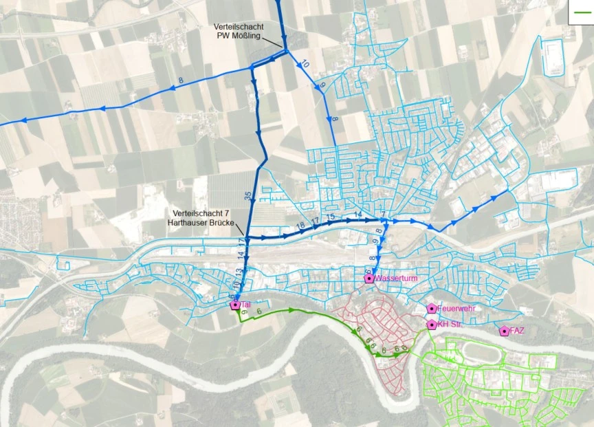 Hydraulische Rohrnetzberechnung Mühldorf